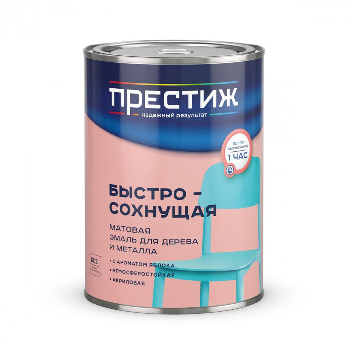 Эмаль акриловая по дереву и металлу полуглянцевая зеленая ПРЕСТИЖ (0,9кг)
