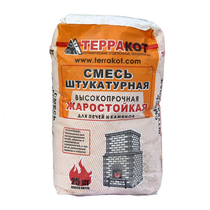 Штукатурка жаростойкая глино-шамотная ТЕРРАКОТ (25кг)