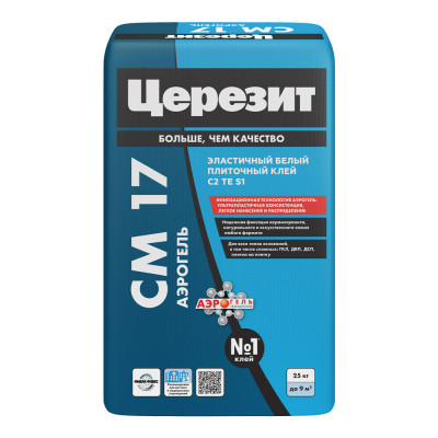Клей для плитки эластичный белый (3040025) ЦЕРЕЗИТ CM17 Аэрогель (25кг)