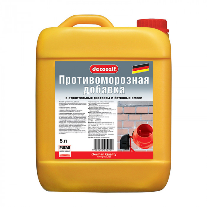 Добавка противоморозная в бетон и растворы до -10 ПУФАС (5л)