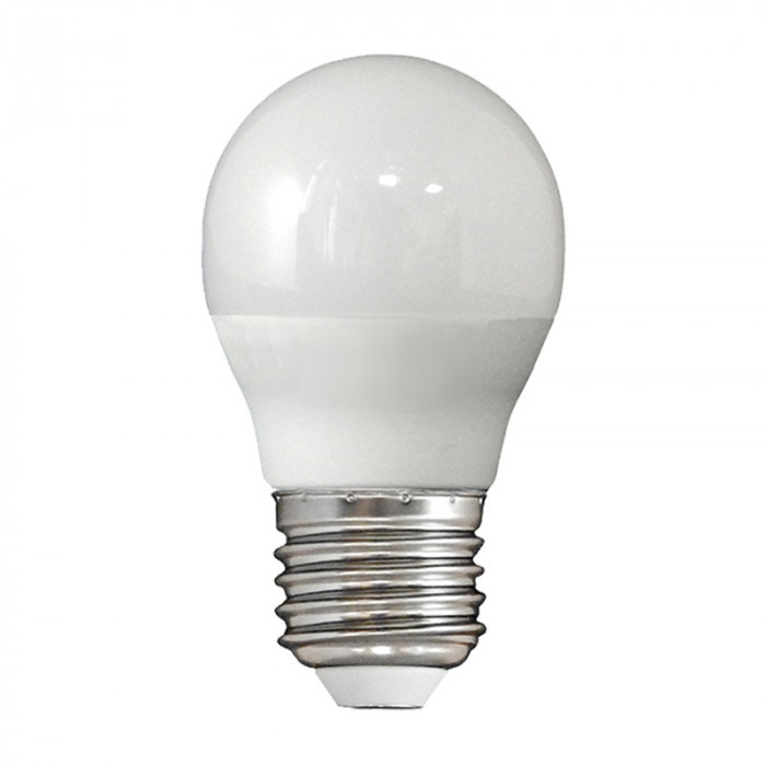 Лампа светодиодная LED E27, 10Вт, 230В, шар G45, 4000К, холодный белый