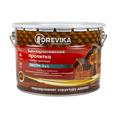 Пропитка для дерева 3 в 1 декоративная дуб ДРЕВИКА Экстра (9л)