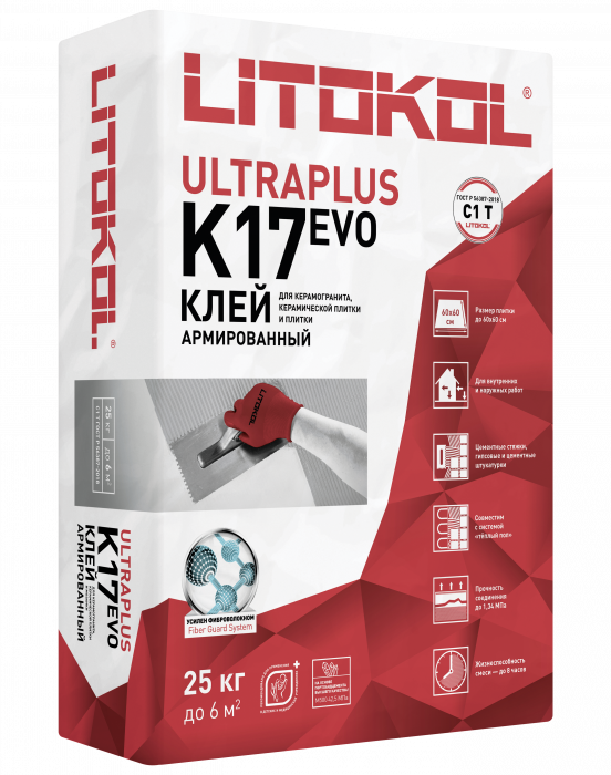 Клей для плитки ЛИТОКОЛ K17  25 кг