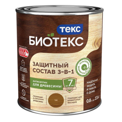 Антисептик для дерева 2 в 1 лессирующий тик ТЕКС Биотекс (0,8л)