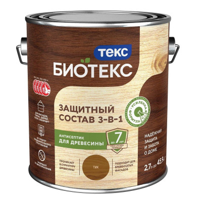Антисептик для дерева 2 в 1 лессирующий тик ТЕКС Биотекс (2,7л)