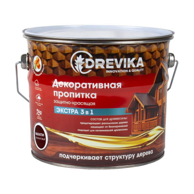 Пропитка для дерева 3 в 1 декоративная махагон ДРЕВИКА Экстра (3л)