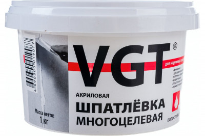 Шпатлевка готовая многоцелевая для наружных и внутренних работ акриловая ВГТ (1кг)