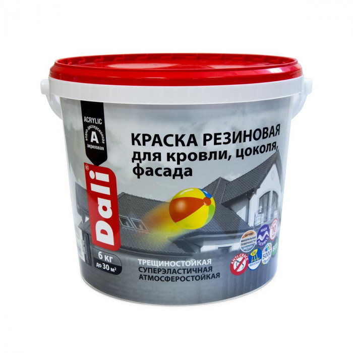 Краска фасадная резиновая зеленый мох (RAL6005) ДАЛИ (6кг)