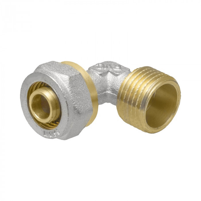 Угольник для металлопластиковых труб 16х1/2", НР, латунь