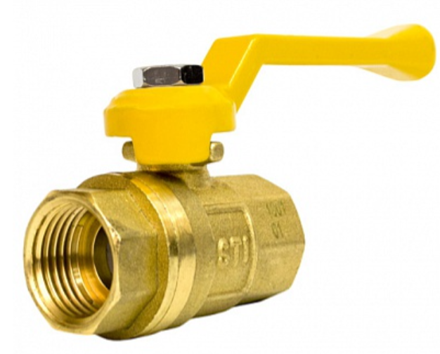 Кран шаровой газовый прямой PN16 1/2", гайка-гайка (В-В), латунь, рычаг СТИ