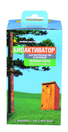 Биоактиватор для туалетов без водяного слива ЗЕЛЕНАЯ СОСНА (300г=12 доз)