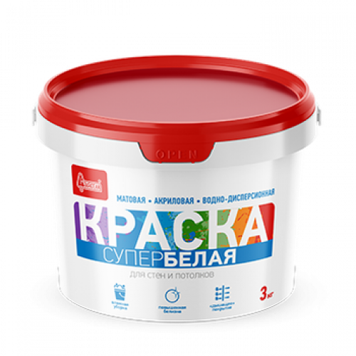 Краска для стен и потолков акриловая супербелая СТАРАТЕЛИ (3кг)
