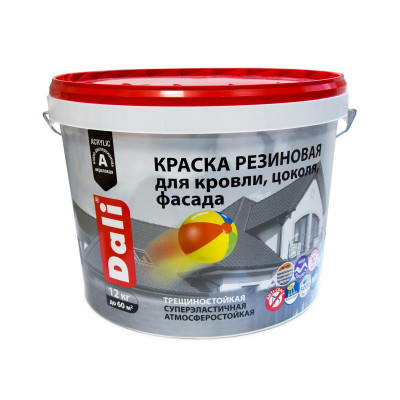 Краска фасадная резиновая красно-коричневая ДАЛИ (12кг)