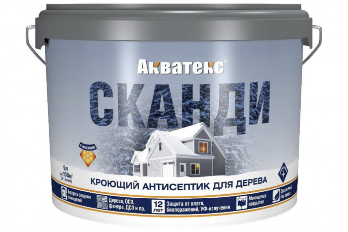 Антисептик для дерева кроющий топленое молоко (65123) АКВАТЕКС СКАНДИ (9л)