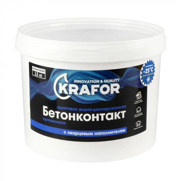 Грунтовка адгезионная ВД с кварц. наполнит. для внут. и наруж. работ КРАФОР Бетонконтакт (18кг)