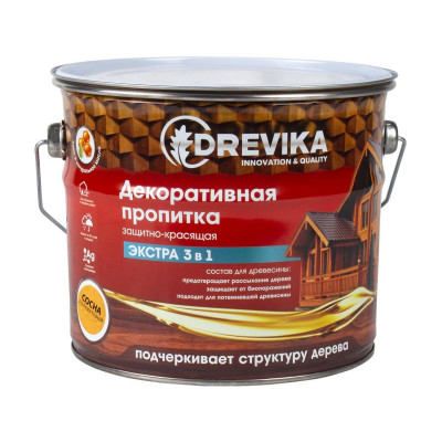 Пропитка для дерева 3 в 1 декоративная сосна ДРЕВИКА Экстра (3л)