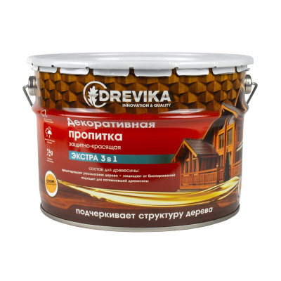Пропитка для дерева 3 в 1 декоративная сосна ДРЕВИКА Экстра (9л)