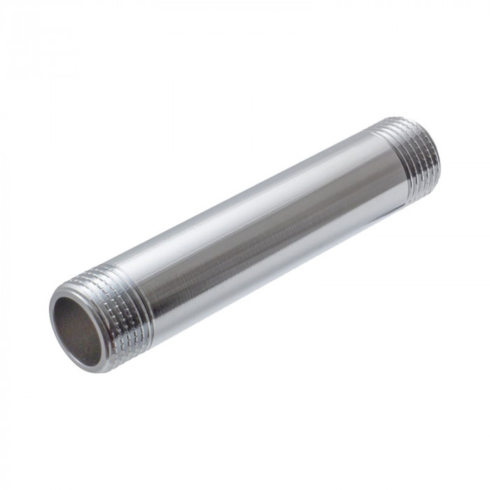 Ниппель (бочонок) удлинительный 1/2" НР х 80(100) мм, хром, латунь