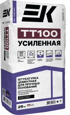Штукатурка цементная высокопрочная машинного и ручного нанесения ЕК ТТ100 Стронг (25кг)