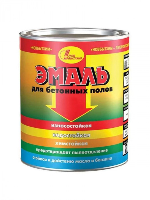 Эмаль для бетонного пола износостойкая серая НОВБЫТХИМ (2,7л)