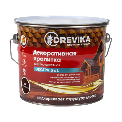 Пропитка для дерева 3 в 1 декоративная тик ДРЕВИКА Экстра (3л)