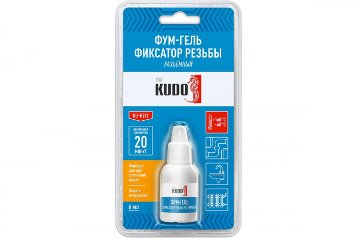 Гель ФУМ (фиксатор резьбы) разъемный КУДО KU-H211 (6мл)