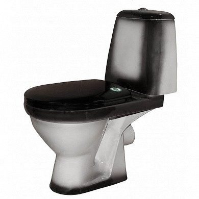 Унитаз Премьер 2-уров. арматура, гориз. выпуск, нижняя подв, сиденье, с крепежом, черный декор РОСА