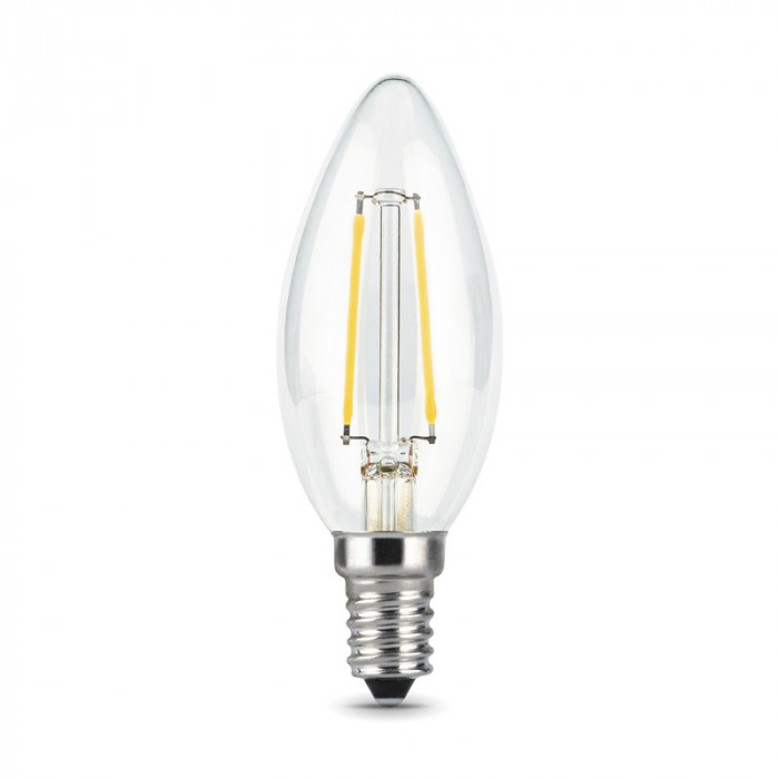 Лампа филаментная светодиодн (LED) E14, 9Вт, 230В, свеча С35, 4100К, холодный белый ГАУСС