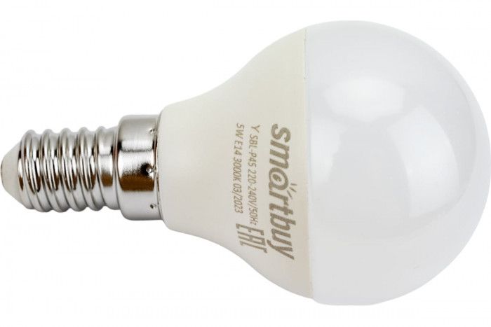 Лампа светодиодная LED E14, 5Вт, 230В, свеча, 3000К, теплый белый СМАРТБАЙ
