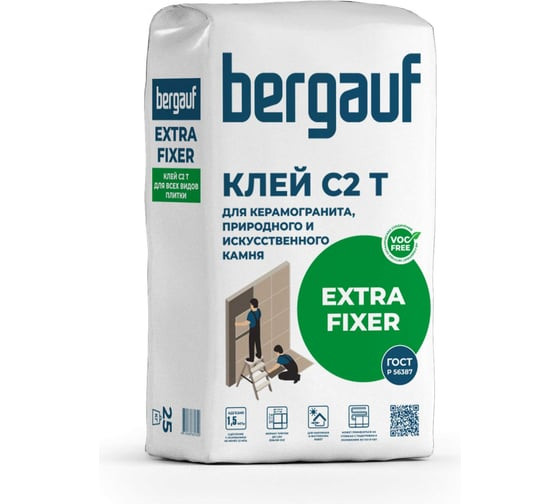 Клей Клей для керамогранита БЕРГАУФ Экстра Фиксер  25 кг