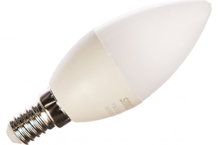 Лампа светодиодная LED E14, 7Вт, 230В, свеча, 3000К, теплый белый СМАРТБАЙ