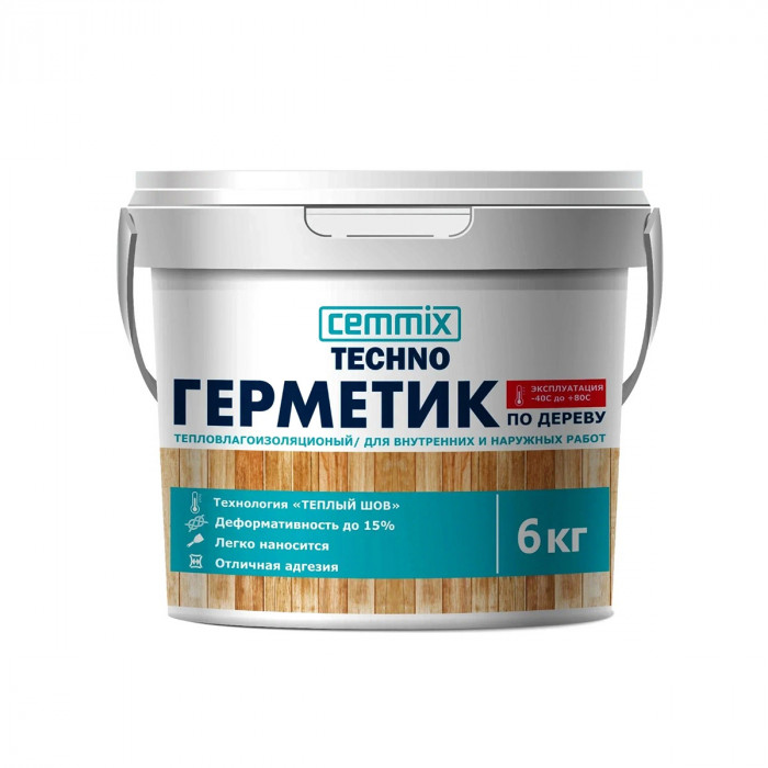 Герметик акриловый шовный для дерева медовый ЦЕММИКС Теплый шов (6кг)