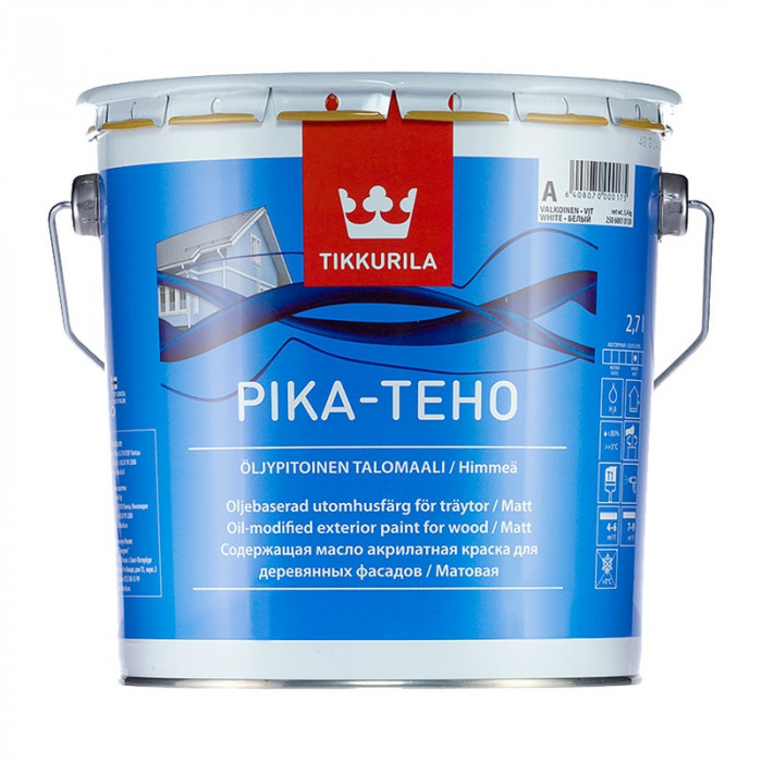 Краска фасадная акрилатная для домов белая базис А ТИККУРИЛА Пика-Техо (2,7л)