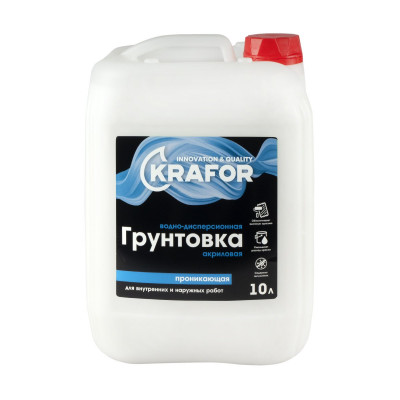 Грунтовка проникающая универсальная акриловая КРАФОР (10л)