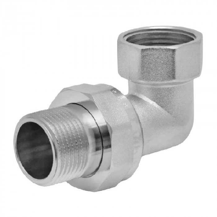 Сгон угловой (американка) 1/2", гайка-штуцер (В-Н), латунь