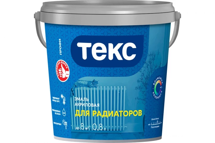 Эмаль для радиаторов акриловая белая полуглянцевая ТЕКС (0,8л)