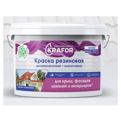 Краска фасадная резиновая зеленая КРАФОР (3кг)