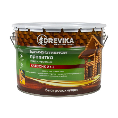 Пропитка для дерева 2 в 1 декоративная дуб ДРЕВИКА Классик (9л)