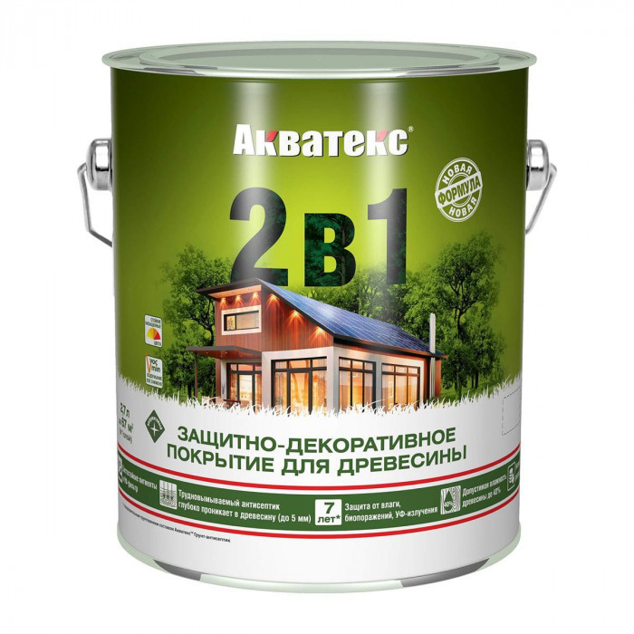 Пропитка для дерева защитно-декоративная 2 в 1 тик АКВАТЕКС (2,7л)
