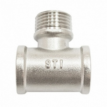 Тройник PN16 3/4", гайка-штуцер-гайка (В-Н-В), никелирование, латунь СТИ