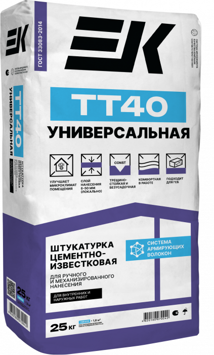 Штукатурка цементно-известковая ЕК TТ40  25 кг