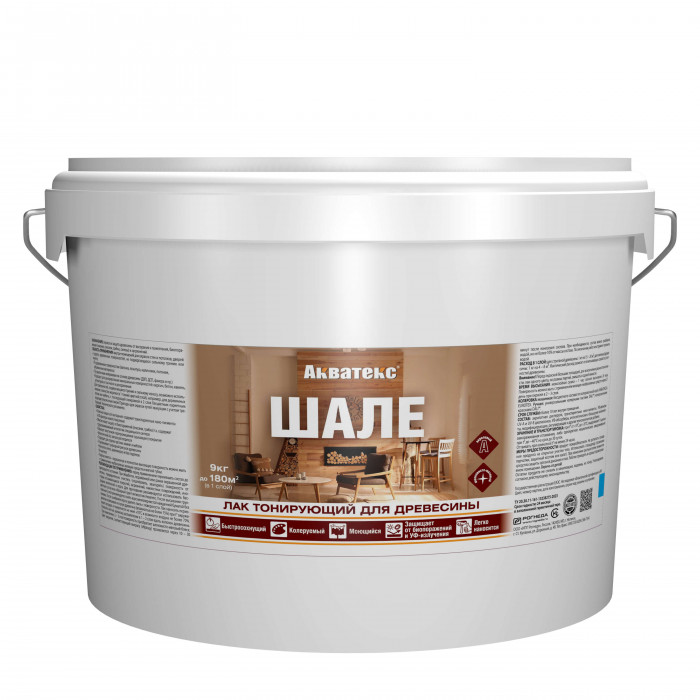 Лак акриловый для древесины белый (20597) АКВАТЕКС ШАЛЕ (9кг)