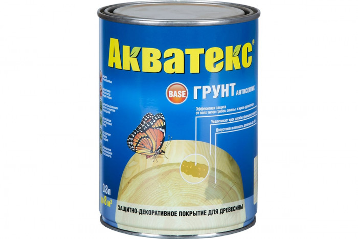 Антисептик-грунт деревозащитный для наружных и внутренних работ (91660) АКВАТЕКС (0,8л)