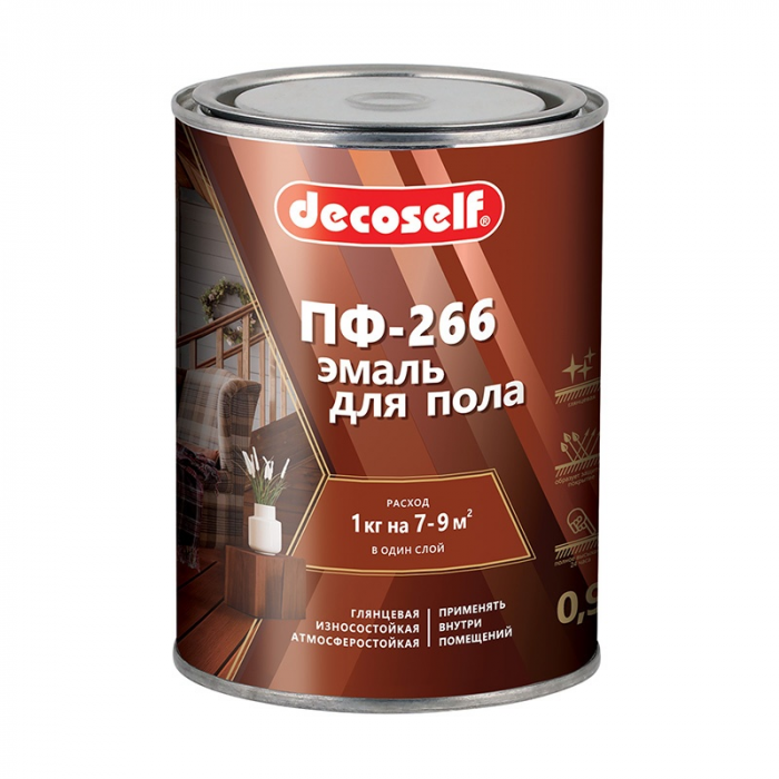 Эмаль ПФ-266 для пола желто-коричневая ПУФАС Декоселф (0,9 кг)