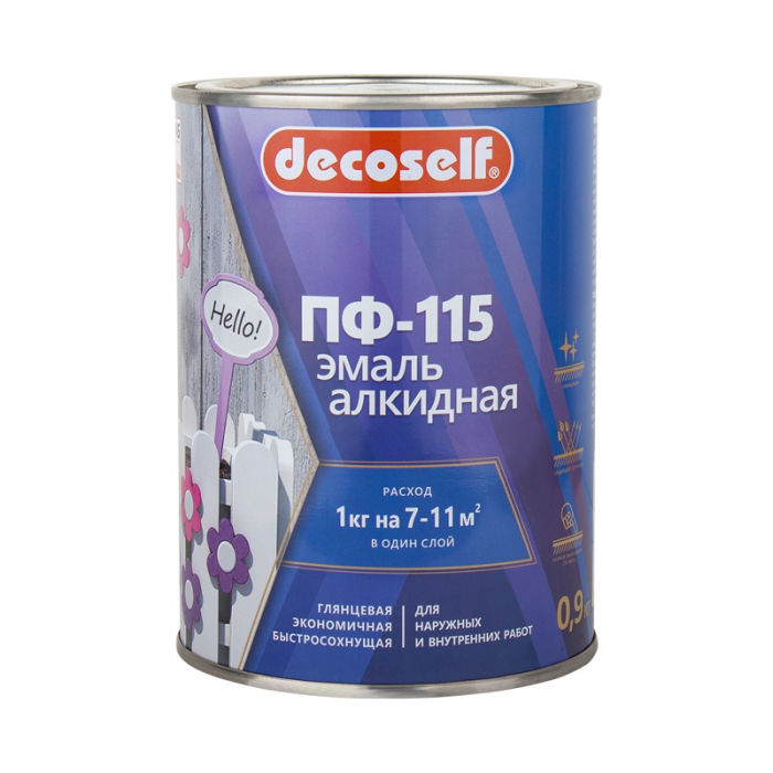 Эмаль ПФ-115 желтая ПУФАС Декоселф (0,9кг)