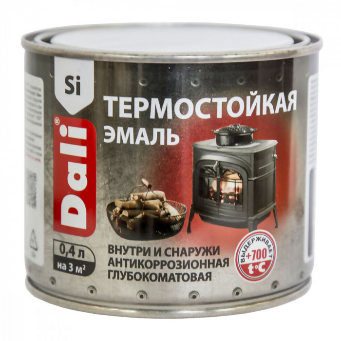 Эмаль для печей и каминов термостойкая черная ДАЛИ (0,4л)