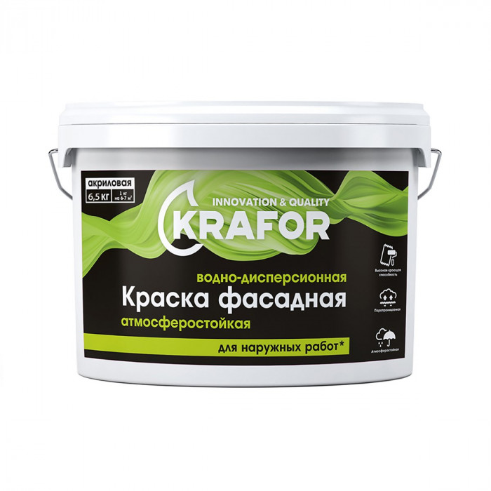 Краска фасадная акриловая белая КРАФОР (6,5кг)