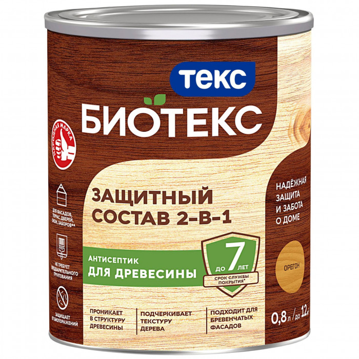 Антисептик для дерева 2 в 1 орегон ТЕКС Биотекс (0,8л)
