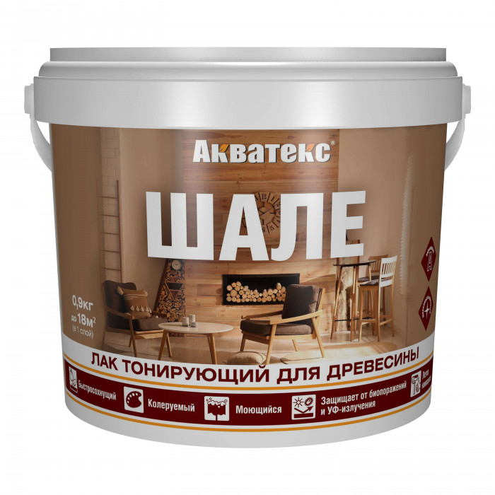 Лак акриловый для древесины венге (20687) АКВАТЕКС ШАЛЕ (0,9кг)