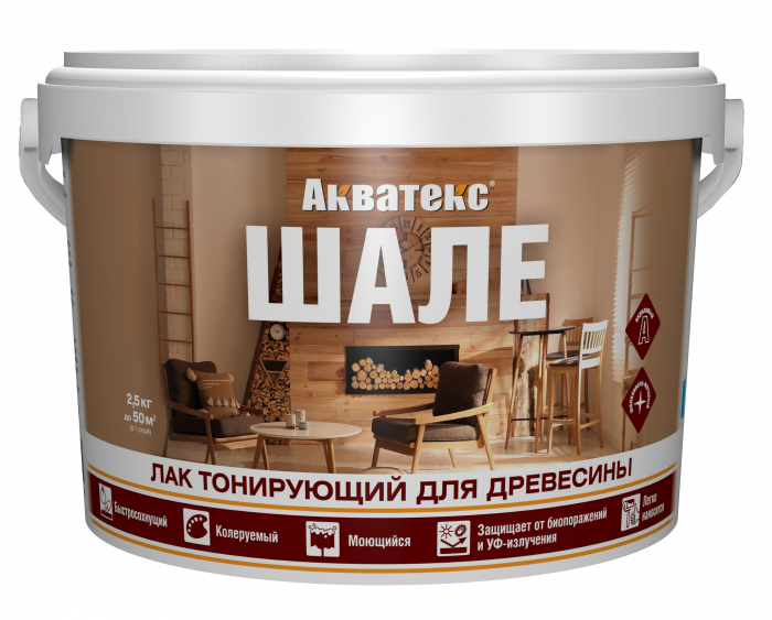 Лак акриловый для древесины венге (20694) АКВАТЕКС ШАЛЕ (2,5кг)